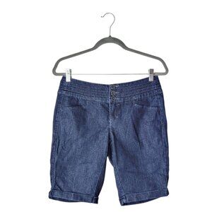 Maurices Dark Wash Bermuda Denim Pull On Shorts